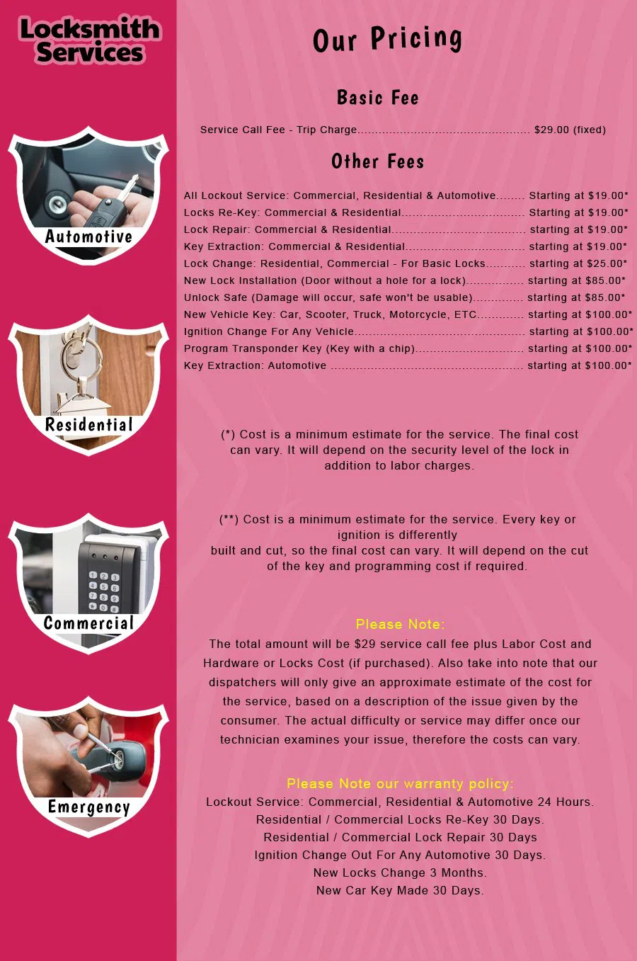 Clifton NJ Locksmith Store Clifton, NJ 973-320-9415 - price-list-c-18